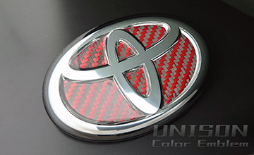 RAV4UNISON-純正エンブレム改 バイカラーレッド